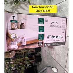 New from $150 only $99!! Spa Sensations Serenity by Zinus 8" Memory Foam Mattress, Twin/ Colchón Individual Twin