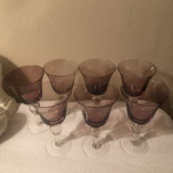 6 Plum Purple Iris Water Wine Goblets Glasses