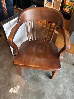 Classic Wooden Armchair with Slat Back, Dark Brown Finish