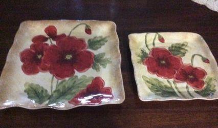 19 Poppy handpainted square plates