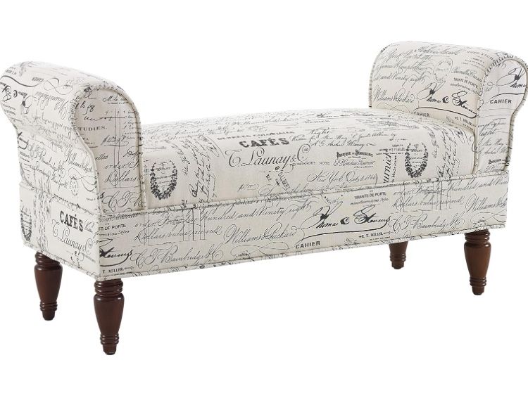 Linon Lowen Printed Roll Arm Bench