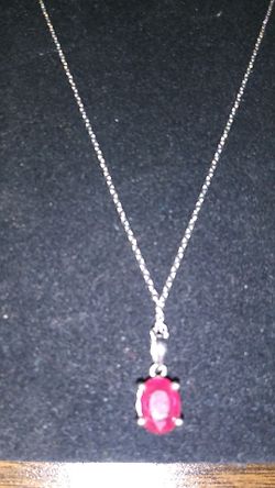 Sterling Silver Chain with 1 ct Ruby