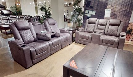 Power reclining sofa and love seat