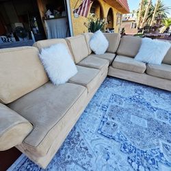 Beautiful Living Room Sectional Suede Brown Totally Deep Clean Good Condition No Stains No Smell Modern Furniture 
