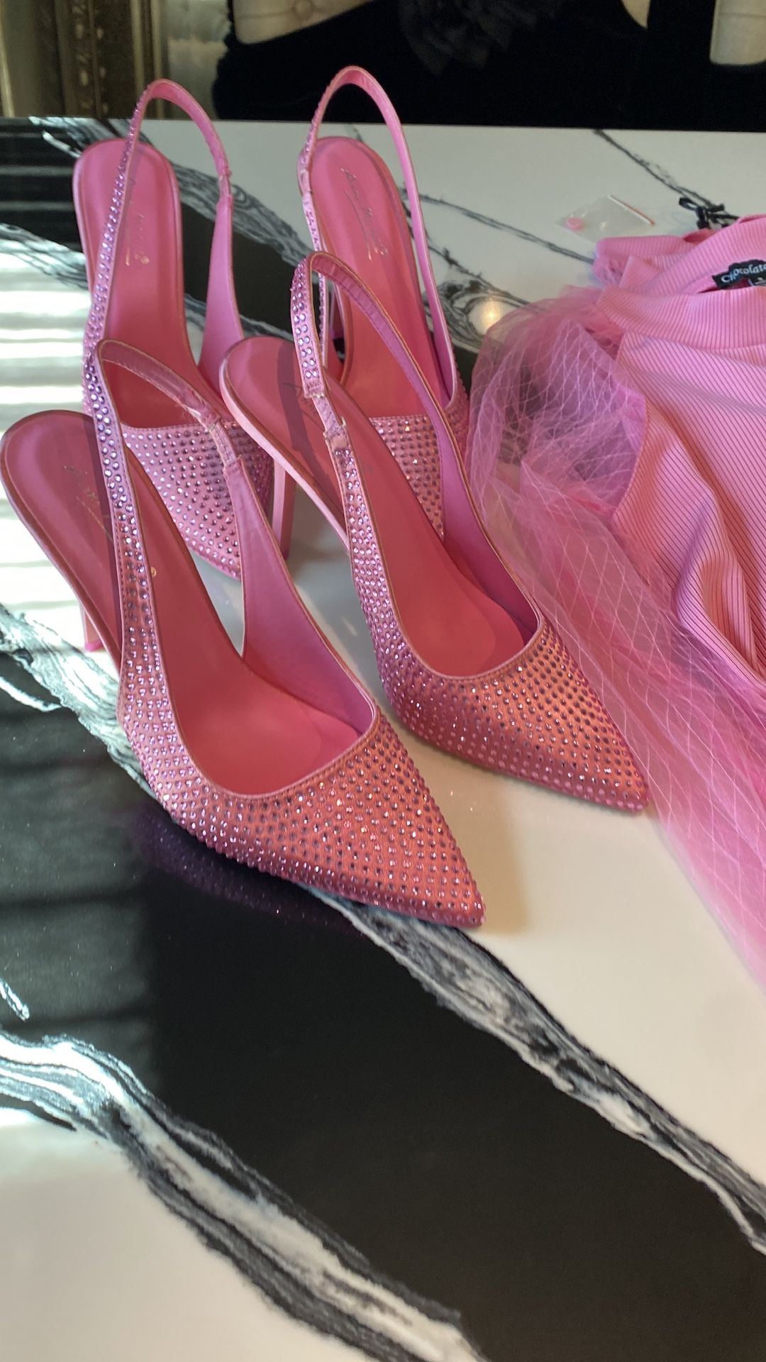 Pink Heels/ Pink Bodysuit