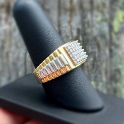 Jewelry 14k solid two tone yellow gold natural diamond 1.00CT Rolex ring sz 10.0