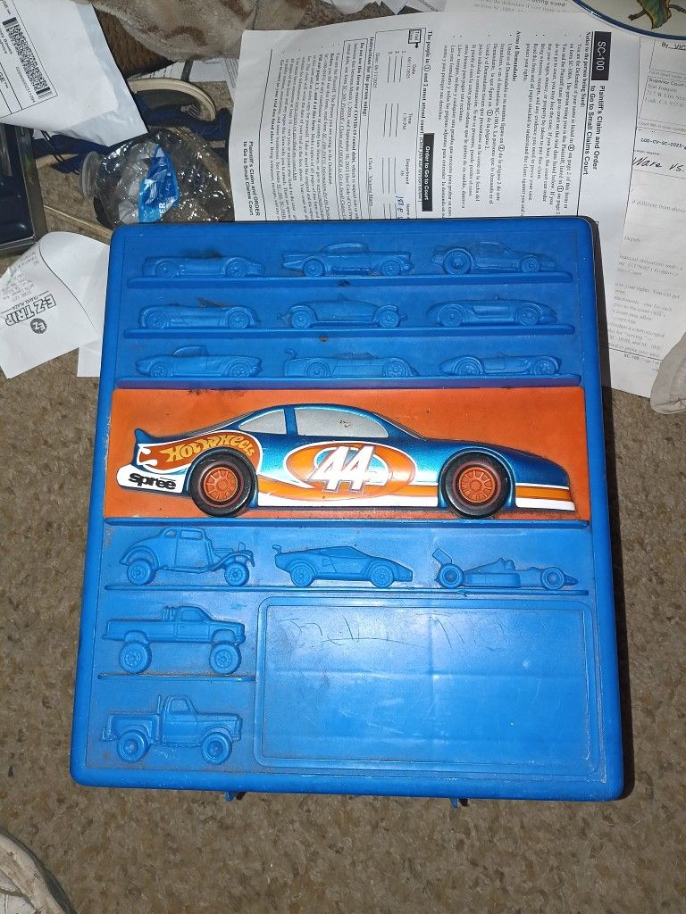 Hot Wheels cars and carrying case