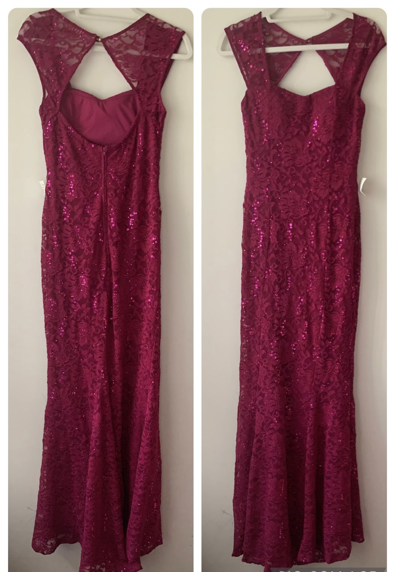 Vintage LA Scala Prom Dress Maxi Gown Y2K Goth Glam Maroon Red Mermaid Large