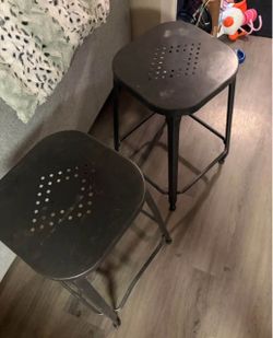 Industrial Metal Bar Stools Set of 2