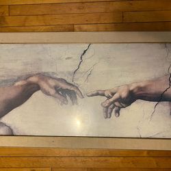 Michaelangelo Hand of God Artwork Reprint 24”x43.8” Painting