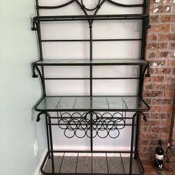 Iron Black Bar Or Plant Rack Glass Shelves $75