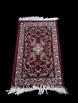 Red Persian-Style Area Rug with Fringe