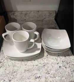 White Square Ceramic Dinnerware Set