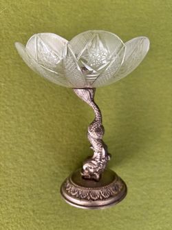 Unique Cut Glass and Sea Creature Trinket Dish