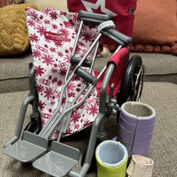 American Girl Doll Wheel Chair & Accessories
