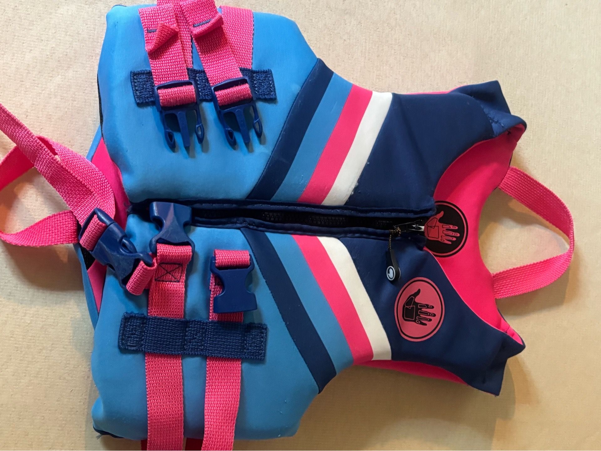 Child Pink & Blue Life Jacket | Kids Adjustable Swim Vest | Water Sports Safety Vest 33–55 lbs