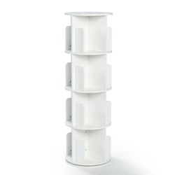 Homy Casa SINGED 4-Layer 360° Rotating Bookshelf "17.32" x 17.32" x 50.39" for Storage and Display
