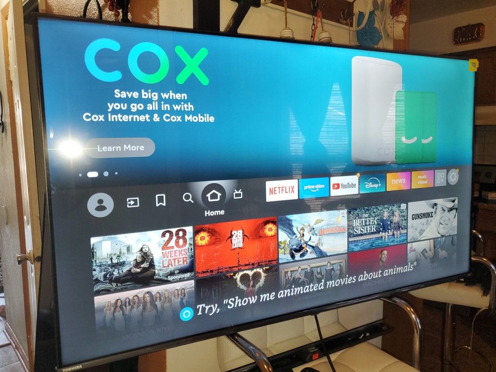 55" Toshiba Amazon Fire Stick Amazon U Basically New Less Than 3 Months Old . No Legs It Was Mounted Great Quality Pics No Scratch Still Have The Pla
