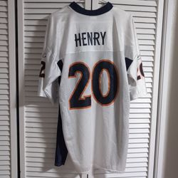 Travis Henry #20 Denver Broncos Rebock NFL Players Jersey White Mens Large Worn