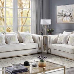 NEW 2 PCS VELVET LIVING ROOM SET ! AVAILABLE GRAY, BLUE AND CREAM ! MINAS HOME FURNITURE ! 851 Van Houten Ave Clifton NJ 07013