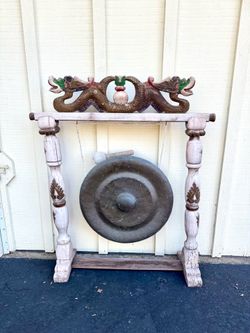 Antique Balinese Bronze Temple GONG w Mallet Healing