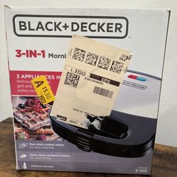 Black Decker 3 In 1 Waffle Maker and Grill