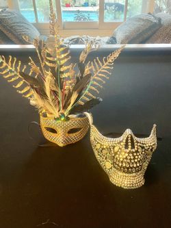Masquerade and Rhinestone Skull Masks Two for $15.00