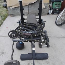 Weight Bench, Weights, Battle Rope