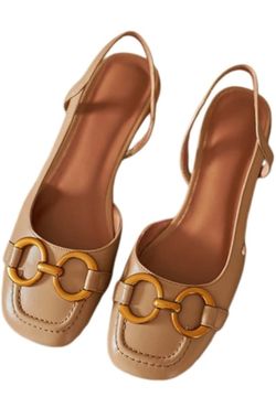 Retro low-heeled women's sandals Color Apricot Size 8