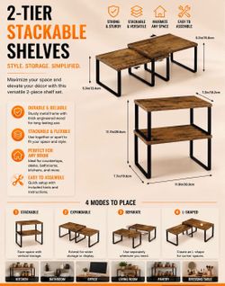 Two tier stackable shelves