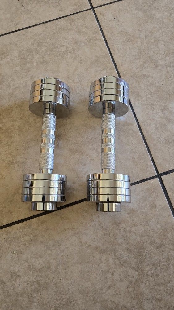 Adidas Adjustable Chrome Dumbbells Brand New 5kg.11Lb. $160.00 The Set. Or Each One For $80.00