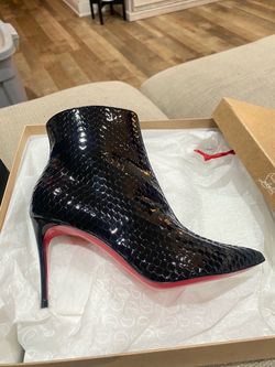 Christian Louboutin Black Snakeskin Ankle Boot