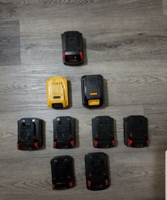 9 Of Milwaukee M18 Batteries & dewalt (For Parts)