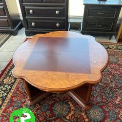 Powell Wilmington Cherry Burl Veneer Coffee Game Table