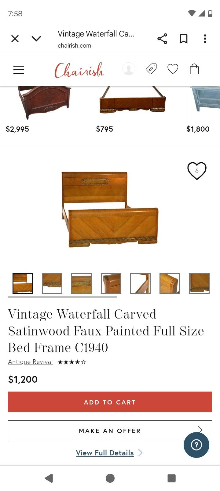 Vintage Waterfall Bed Has Headboard Footboard And Rails