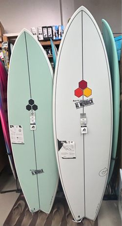 A M epoxy fish Surfboards at Catch a Wave Surf Shop
