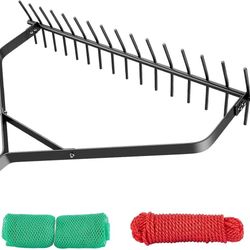 32" Aquatic Weed Rake, 6.3" Steel Rod Lake Weed Cutter, Double Sided Pond Weed Clearing Tool, Muck Silt Weed Rakes for Pond, Lake, Rivulet, 30ft Thick