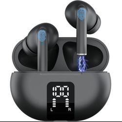VVG Wireless Earbuds Bluetooth 5.3 Compatible with iPhone & Android, Deep Bass Clear Call Noise Cancelling with 4 Mic HiFi Stereo Sound, Sweat & Water