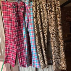 Three New Fleece/flannel Ladies Pj Pants.  Tags New, Size Medium.