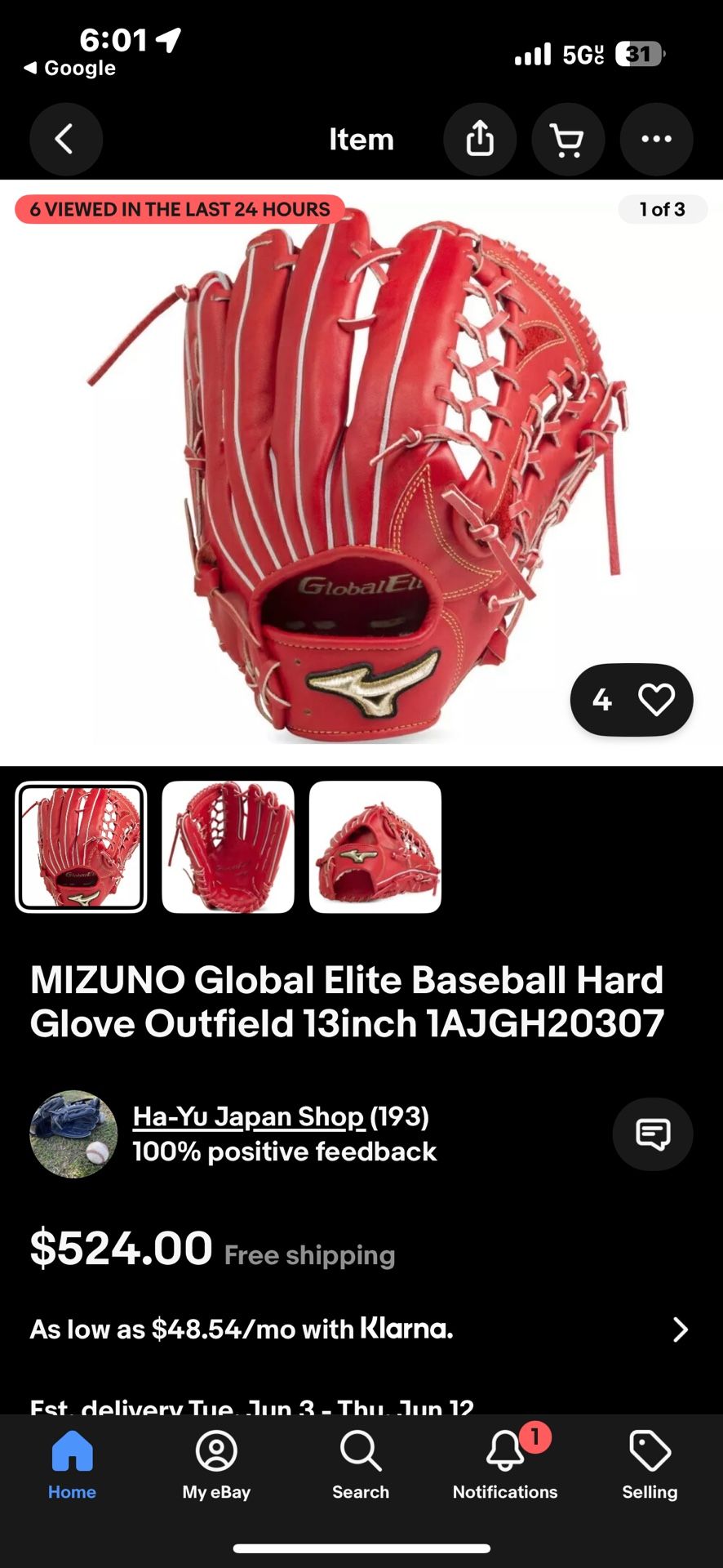 Rare Japanese imported Mizuno Global Elite Baseball Glove