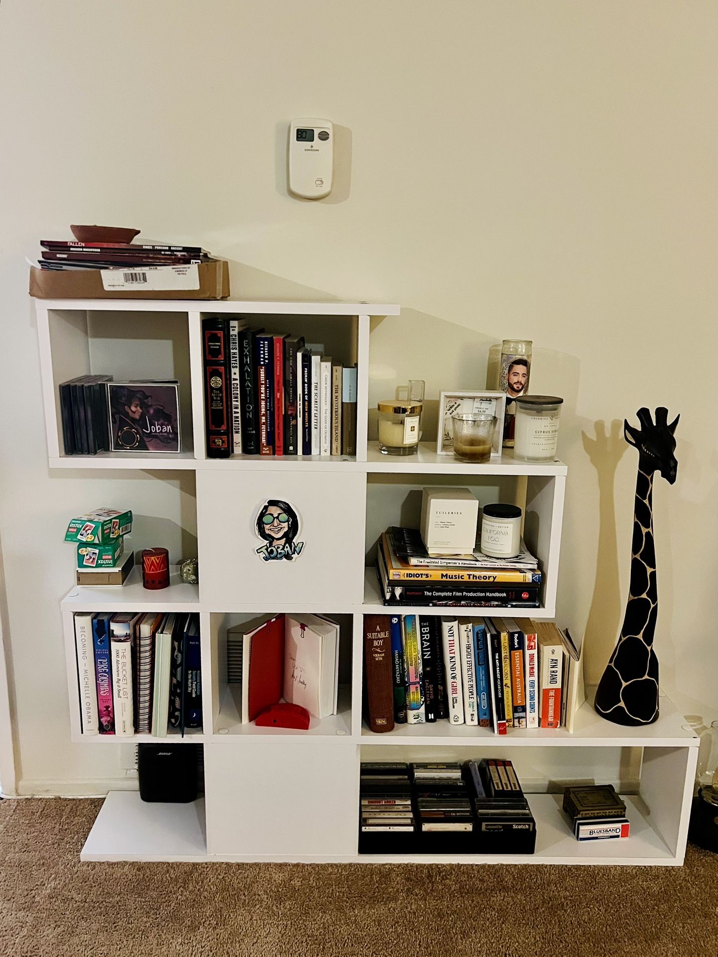 Modern 5-Tier Geometric Step Bookshelf with Cube Storage