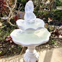 3 Tier Concrete Water Fountain: 31”W  x  22”D x 50”H