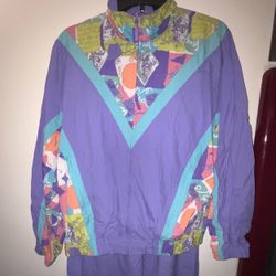 Two Piece Track suit liz Sport Lavender Vaporwave Rave 80s 90s Pants And Windbreaker
