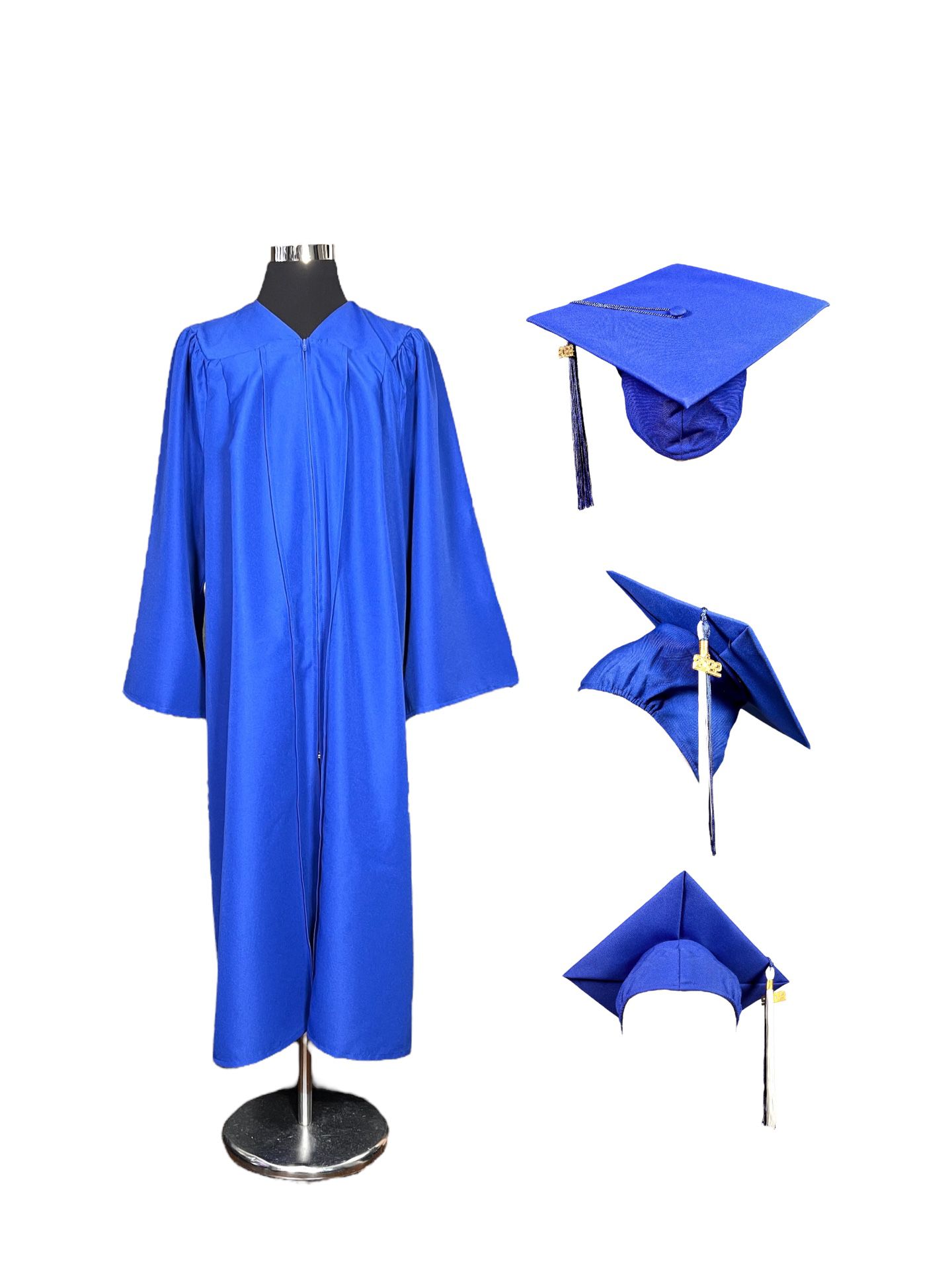 Graduation Choir Specialty Electric Blue Unisex Gown and Cap