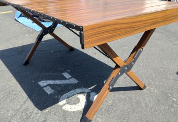 New metal camping table with roll-up top and carry bag