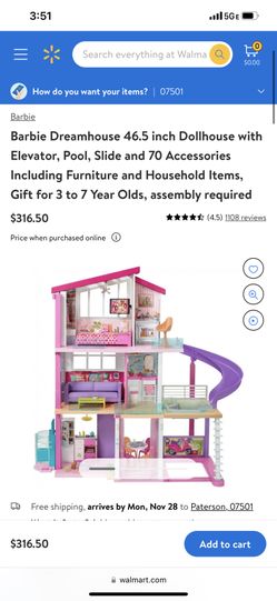 Barbie Dreamhouse 46.5 inch Dollhouse with Elevator, Pool, Slide