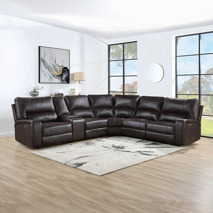 Brand New Espresso Leather Power Reclining Sectional Sofa