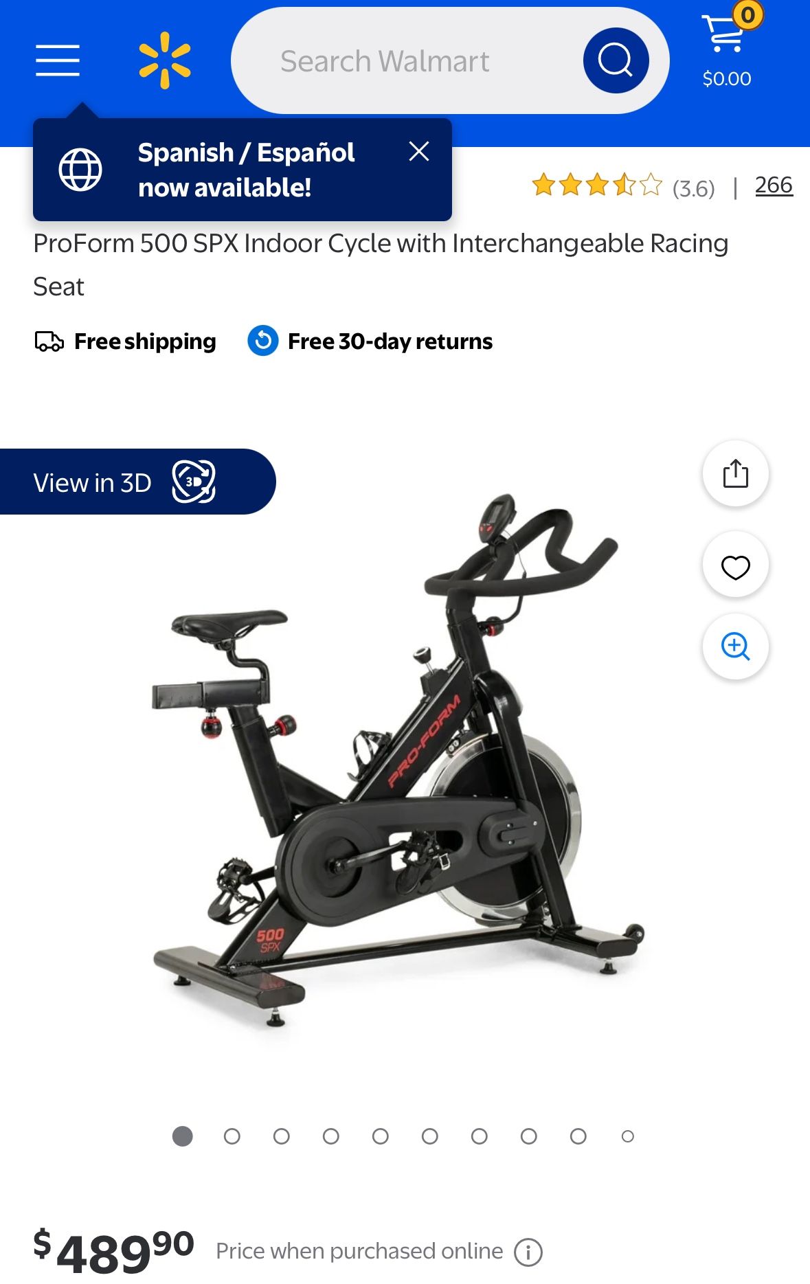 ProForm 500 SPX Indoor Cycle with Interchangeable Racing Seat
