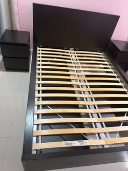 IKEA Malm Bed Frame with Slatted Base and Night stand