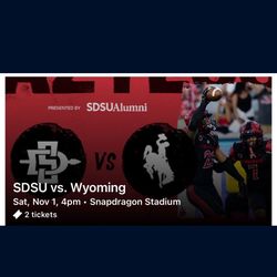 2 Tickets Sdsu Vs Wyoming Football 11/1